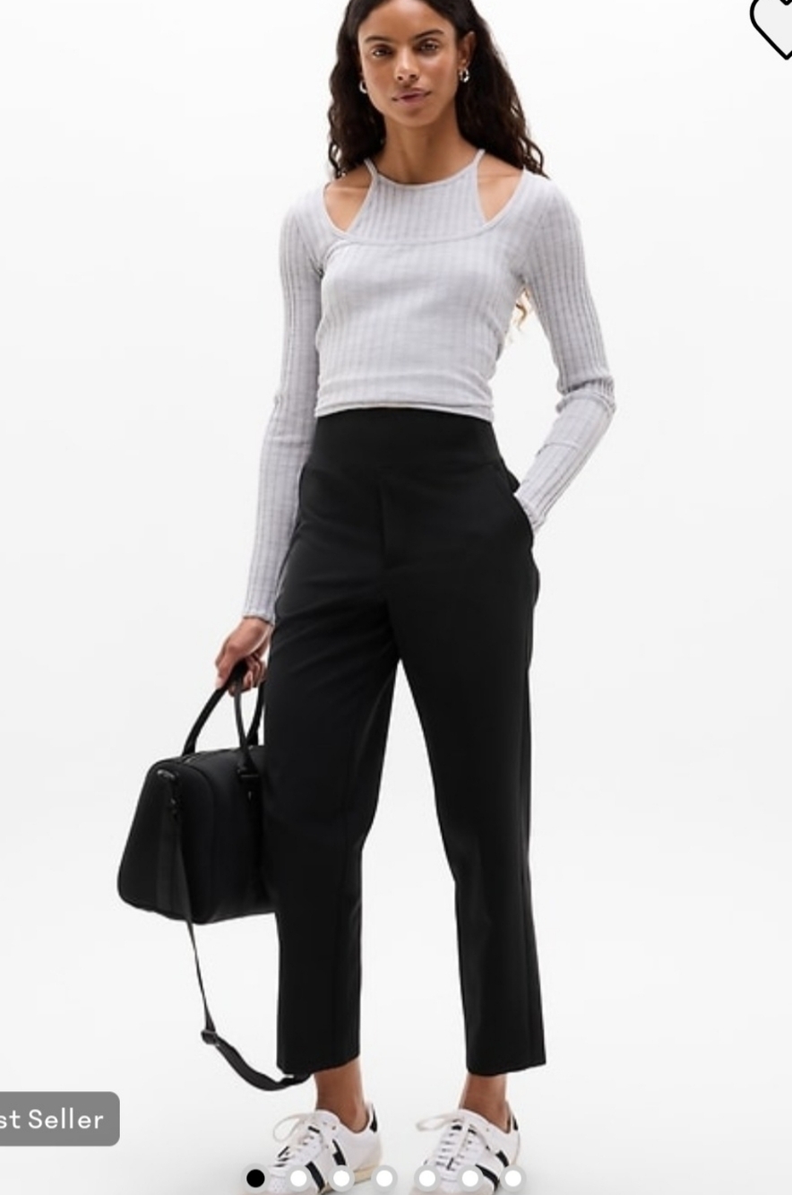 Athleta Black Cropped Straight-Leg Pants